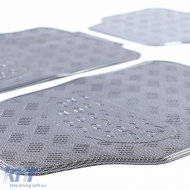Autogummimatten-Set 4 Stück Aluminium-Rautenmuster Universal Chrom Carbon-image-6194566
