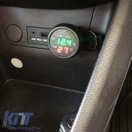 Autós voltmérő, hőmérő és USB töltő 3in1, piros és zöld kijelzéssel 99162-image-6297516