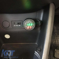Autós voltmérő, hőmérő és USB töltő 3in1, piros és zöld kijelzéssel 99162-image-6297518