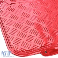Autoteppichset aus Gummi 4-teilig Aluminium-Rautenmuster Universal Chrom Rot-image-6190957
