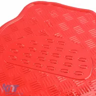 Autoteppichset aus Gummi 4-teilig Aluminium-Rautenmuster Universal Chrom Rot-image-6190958