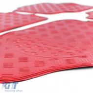 Autoteppichset aus Gummi 4-teilig Aluminium-Rautenmuster Universal Chrom Rot-image-6190960