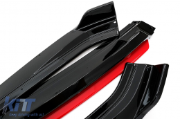Avant Lèvre Extension Spoiler pour VW Golf 7.5 Facelift 2017-2020 Noir brillant & rouge-image-6071957