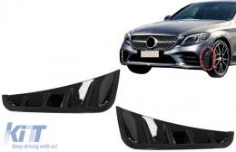 Avant Rabats Côté Fins Flics pour Mercedes C W205 S205 Facelift 18-20 Noir brillant-image-6085709