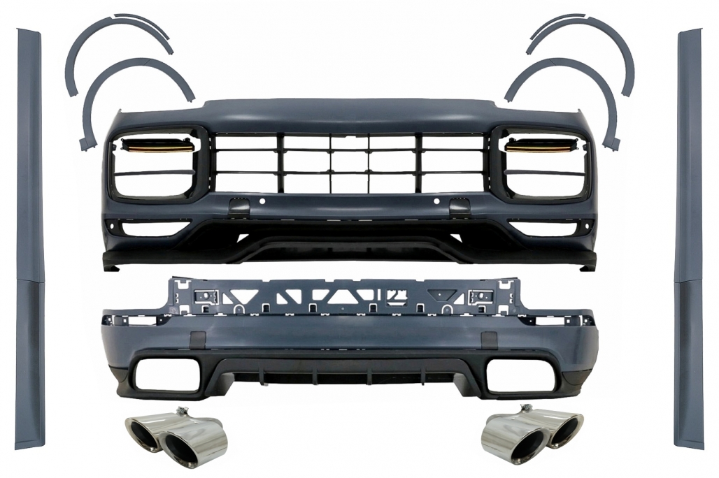 Kit complet pentru corpuri cu vârfuri de eșapament Chrome Quad Potrivit pentru Porsche Cayenne (9Y0) (2018-UP) Conversie în Look Turbo & Aero (cod: Cocbpocy4ty) (1/46)