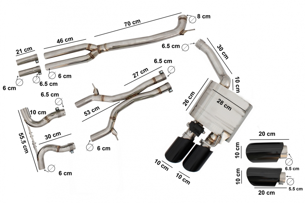 Sistem complet de evacuare adecvat pentru Porsche Panamera II 971 (2017-UP) Motor pe benzină turbocompresat 3,0 L V6 cu valvetronic (cod: ESPOPA4S) thumb 15