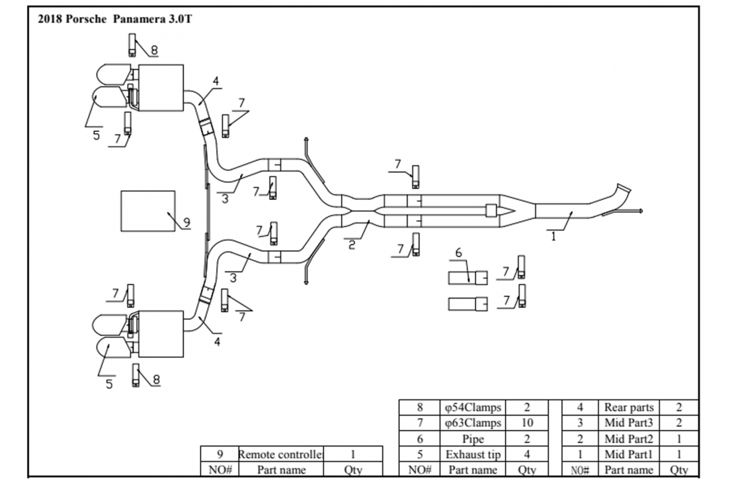 Sistem complet de evacuare adecvat pentru Porsche Panamera II 971 (2017-UP) Motor pe benzină turbocompresat 3,0 L V6 cu valvetronic (cod: ESPOPA4S) thumb 16