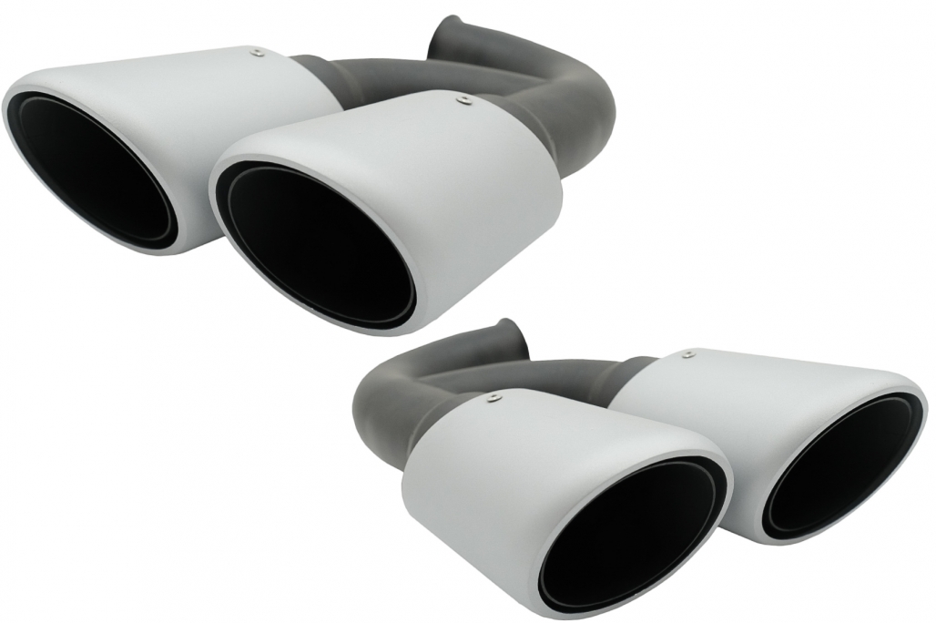 Tobe cu top de eșapament Potrivit pentru Porsche Cayenne 92A V6 V8 Diesel (05.2010-09.2014) GTS Proiectare argint mat (cod: TY-D054v6) (1/13)