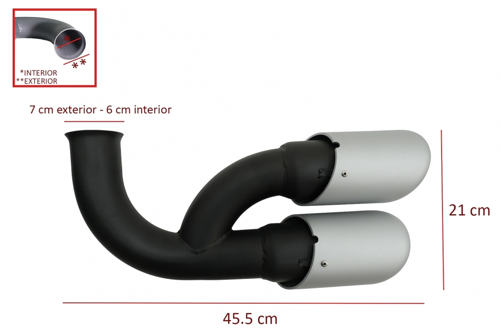 Tobe cu top de eșapament Potrivit pentru Porsche Cayenne 92A V6 V8 Diesel (05.2010-09.2014) GTS Proiectare argint mat (cod: TY-D054v6) thumb 3