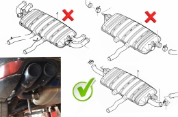 Tobe cu top de eșapament Potrivit pentru Porsche Cayenne 92A V6 V8 Diesel (05.2010-09.2014) GTS Proiectare argint mat (cod: TY-D054v6) thumb 10