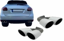 Tobe cu top de eșapament Potrivit pentru Porsche Cayenne 92A V6 V8 Diesel (05.2010-09.2014) GTS Proiectare argint mat (cod: TY-D054v6) thumb 13
