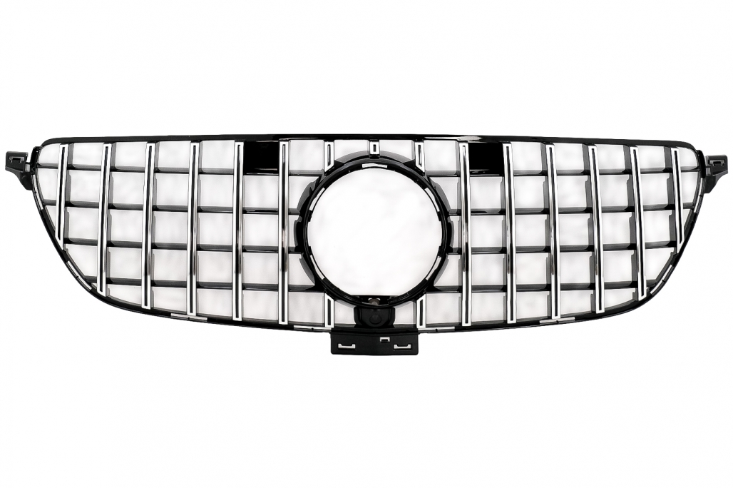 Grila frontală potrivită pentru Mercedes GLE Coupe C292 (2015-2018) GT-R Panamericana Design Chrome (cod: FGMBGLECGTRCN) (1/10)