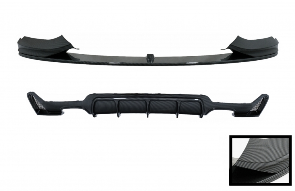 Spoiler frontal cu difuzor potrivit pentru BMW 4 Series F32 Coupe F33 Cabrio F36 Grand Coupe (2013-03.2019) M-performanță Design Acoperire peliculă de carbon (Cod: CofBSBMF32MPCFRDCF) (1/24)