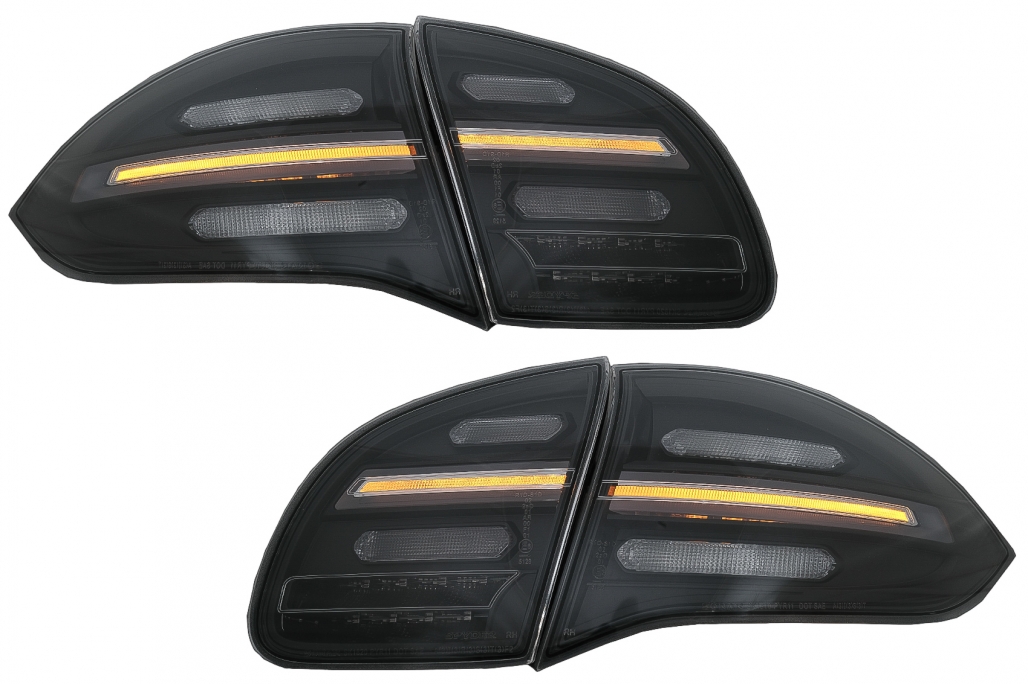 LED-uri cu LED-uri complete potrivite pentru Porsche Cayenne 958 E2 92A Prefacelift (2010-2014) Fum negru cu indicatori dinamici (cod: RPO06SLBSRY) (1/21)