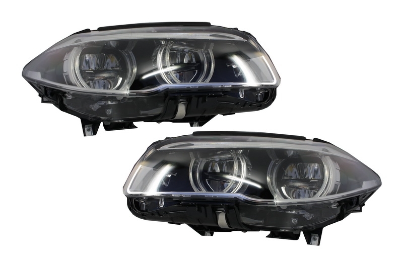 Farurile LED complet adecvat pentru BMW 5 Seria F10 F11 (2011-2013) Angel Eyes (Cod: HLBMF10LED) (1/12)