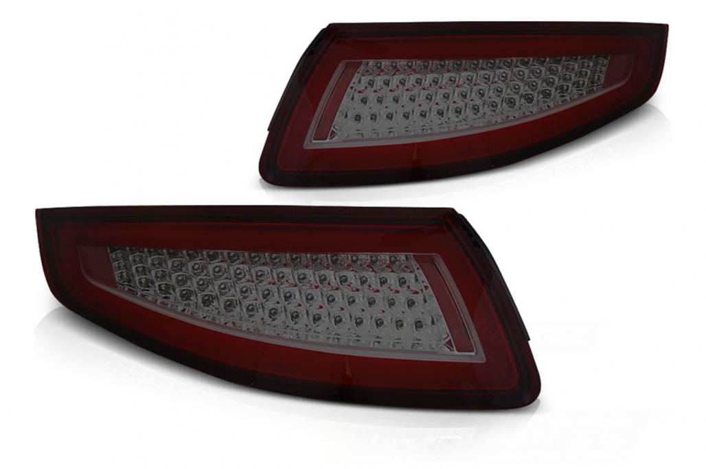 LED-uri Bare din faruri potrivite pentru Porsche 911 997 (2004-2009) Fum roșu cu semnal de întoarcere dinamic (cod: TLPO911RS) (1/1)