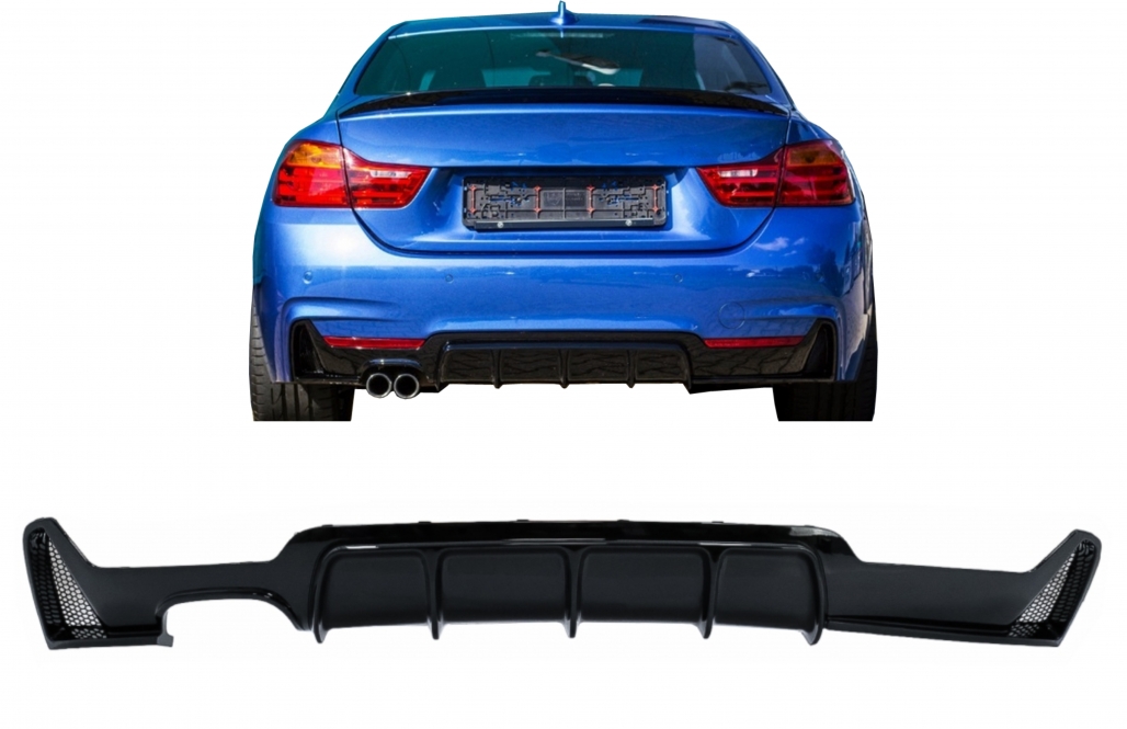 Difuzor de bara de protecție spate Potrivit pentru BMW 4 Series F32 F33 F36 (2013-2019) Coupe Cabrio M Design Stânga Outlet Double Pian Black (cod: RDBMF32MPBBF) thumb 14