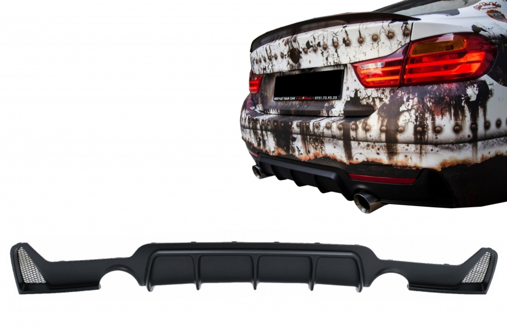 Difuzor de bara din spate adecvat pentru BMW 4 Series F32 F33 F36 (2013-2019) Coupe Cabrio M Design Outlet Twin Single (cod: RDBMF32MPDSOBF) thumb 11