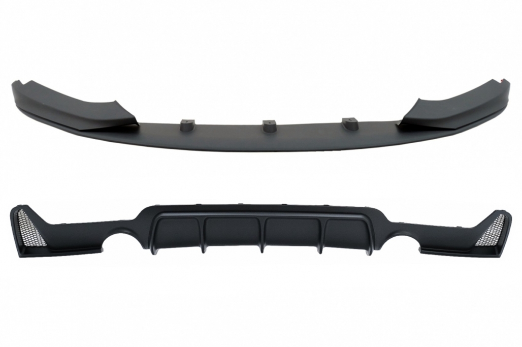Difuzor de bara de protecție spate cu buză spoiler de bara de protecție față adecvată pentru BMW 4 Series F32 F33 F36 (2013-2019) Coupe Cabrio M Design Outlet Twin Single (Cod: CordBMF32MPDSOFB) (1/13)
