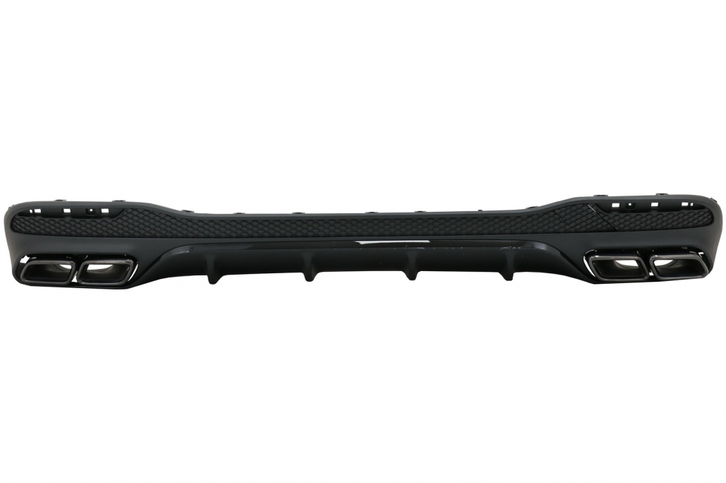 Difuzor din spate cu vârfuri de eșapament de eșapament adecvat pentru Mercedes GLE W166 SUV Sport Line (2015-2018) Pachet de noapte (cod: RDMBGLEW166B) (1/14)