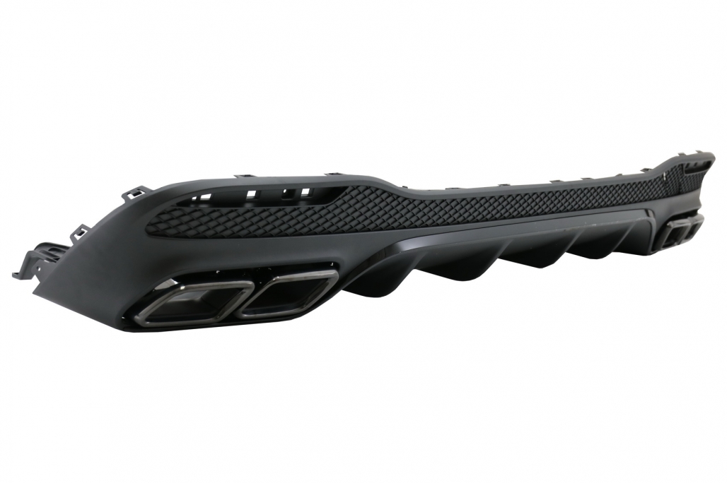 Difuzor din spate cu vârfuri de eșapament de eșapament adecvat pentru Mercedes GLE W166 SUV Sport Line (2015-2018) Pachet de noapte (cod: RDMBGLEW166B) thumb 3