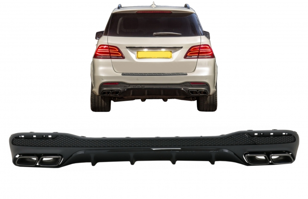 Difuzor din spate cu vârfuri de eșapament de eșapament adecvat pentru Mercedes GLE W166 SUV Sport Line (2015-2018) Pachet de noapte (cod: RDMBGLEW166B) thumb 14
