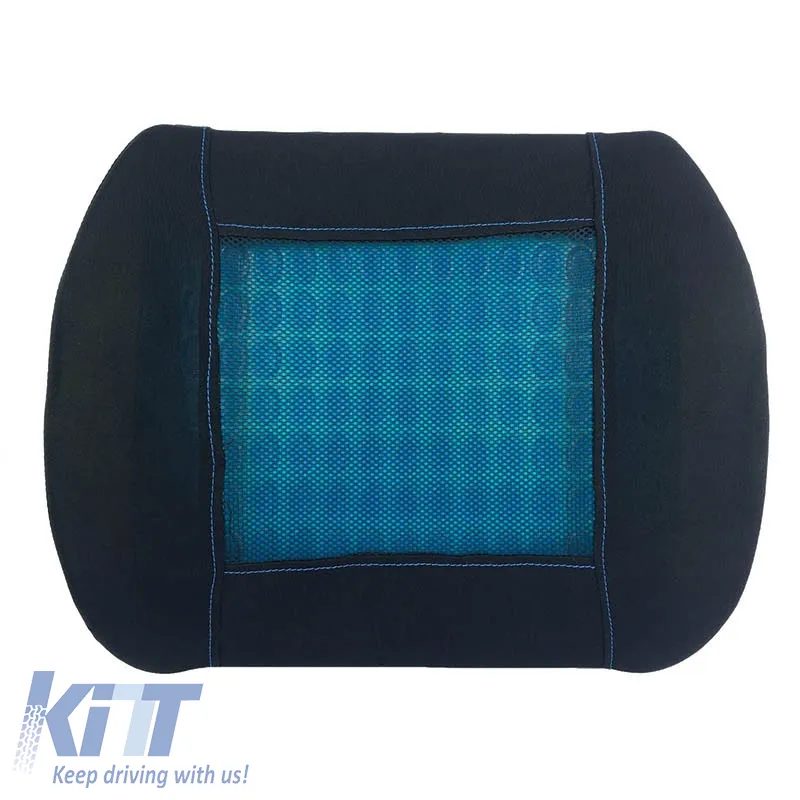 Back Support Anatomic / Orthopedic Cushion Memory Foam & Gel 38x35x10cm Black / Blue 1 Pc