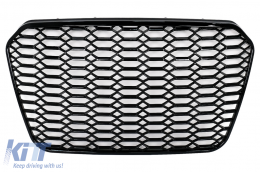 Badgeless Central Grille suitable for Audi A6 C7 4G (2011-2014) Shiny Black - FGAUA6C74G