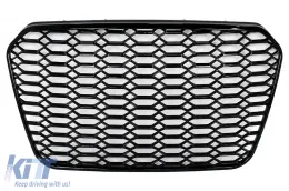 image-50-Badgeless Central Grille suitable for Audi A6 C7 4G (2011-2014) Shiny Black
