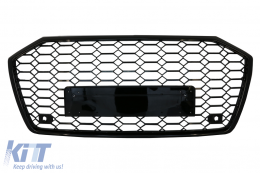 Badgeless Central Grille suitable for Audi A6 C8 4K (2018-up) RS6 Design Piano Black - FGAUA64KRS