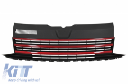 Badgeless Front Debadged Grille suitable for VW T6 Bus Transporter (2015-2019) Red stripes insertion - FGVWT6RB