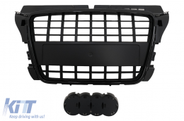 Badgeless Front Grille suitable for Audi A3 8P Facelift (2008-2012) Black