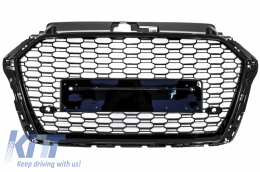 Badgeless Front Grille suitable for Audi A3 8V Facelift (2017-2018) RS3 Design Piano Black - FGAUA38VFRSB