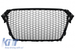 Badgeless Front Grille suitable for Audi A4 B8 Facelift (2012-2015) RS Design Piano Black With and Without PDC-image-6009765