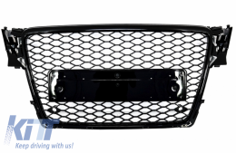 Badgeless Front Grille suitable for Audi A4 B8 (2008-2011) RS4 Design Piano Black - FGAUA4B8RSPDC