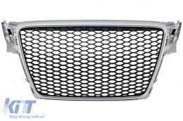 Badgeless Front Grille suitable for AUDI A4 B8 (2007-2012) Limousine Avant RS Design Silver - FGAUA4B8RSS