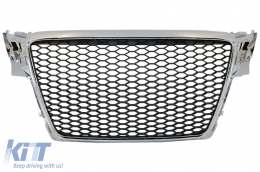 Badgeless Front Grille suitable for AUDI A4 B8 (2007-2012) Limousine Avant RS Design Chrome - FGAUA4B8RSC