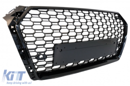 Badgeless Front Grille suitable for Audi A4 B9 8W (2016-2018) Sedan Avant RS Design Piano Black-image-6071090