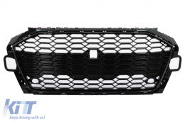Badgeless Front Grille suitable for Audi A4 B9 8W 2nd Facelift (2020-Up) Sedan Avant RS Design Piano Black - FGAUA4B9FRS