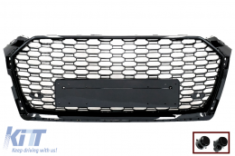 Badgeless Front Grille suitable for Audi A5 F5 (2017-2019) RS Design Piano Black - FGAUA5F5RS