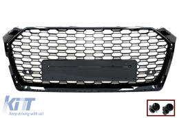 Badgeless Front Grille suitable for Audi A5 F5 (2017-2019) RS Design Piano Black