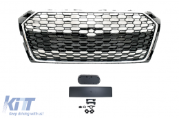 Badgeless Front Grille suitable for Audi A5 F5 (2017-2019) RS Design Black/Chrome - FGAUA5F5RSCTT