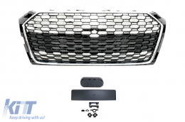 Badgeless Front Grille suitable for Audi A5 F5 (2017-2019) RS Design Black Chrome - FGAUA5F5RSCTT