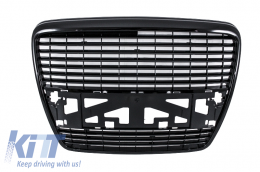 Badgeless Front Grille suitable for Audi A6 4F 4F2 Sedan Avant (2004-2011) Piano Black