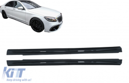 Bas Caisse Jupes Latérales pour Mercedes Classe S W222 Version Longue 13-20 Noir Moulures-image-6100079