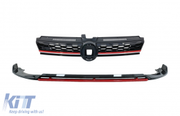 image-10-Becquet lèvre avant & Grille pour VW Golf 7.5 Facelift 2017-2020 Noir brillant & rouge