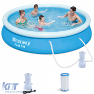 BESTWAY 366x76cm Fast Set Pool Round Swimming Pool with Filter Pump complete