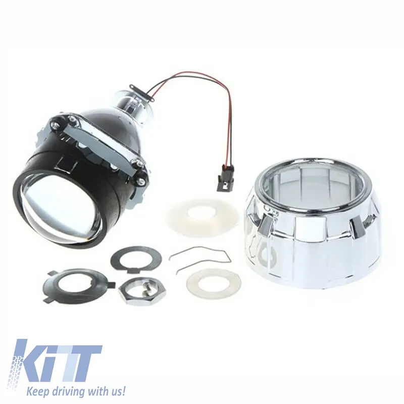 Bi-Xenon Headlight Projectors suitable for Retrofit 2.5" H1 With Chrome Covers 2 Pieces