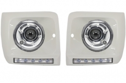 image-15-Фарове Bi-Xenon Look с капаци Бяло LED DRL Подходящ за Mercedes G-Class W463 (1989-2012) G65 Дизайн