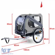 Bicycle trailer dog trailer foldable for pets up to 40kg grey-image-6326083